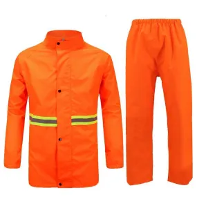 1 Set Orange Sanitation Raincoat Work Clothes Reflective Safety Clothes Road Maintenance Upper And Lower Split Suit L