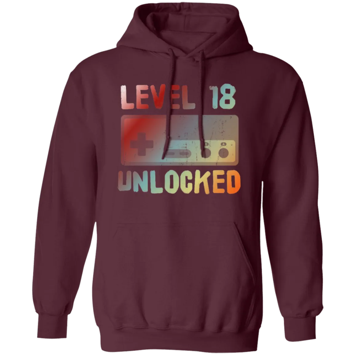 18th Birthday, 18 Years Old, Level 18 Unlocked, Rainbow Cassette Love Pullover Hoodie