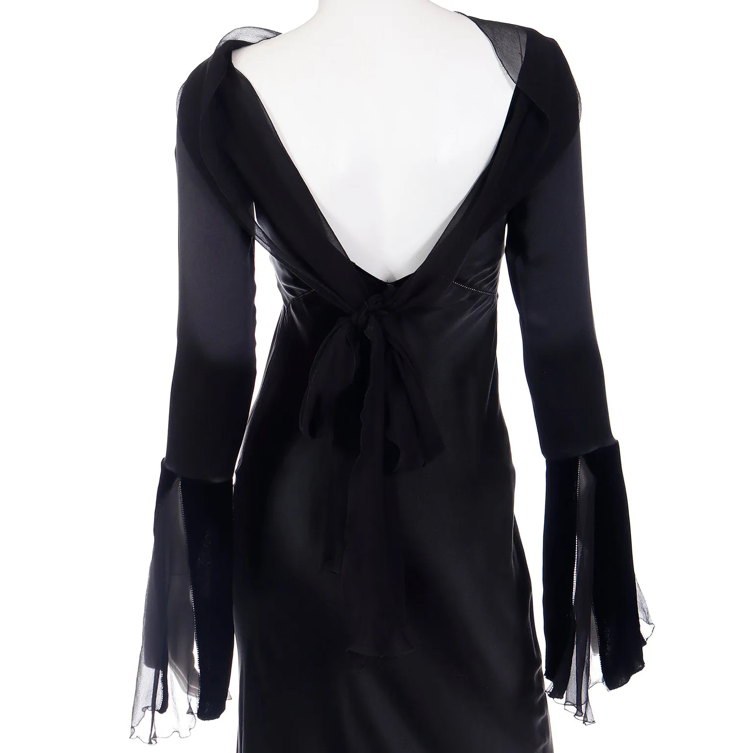 1990s Alberta Ferretti Vintage Black Silk Evening Dress