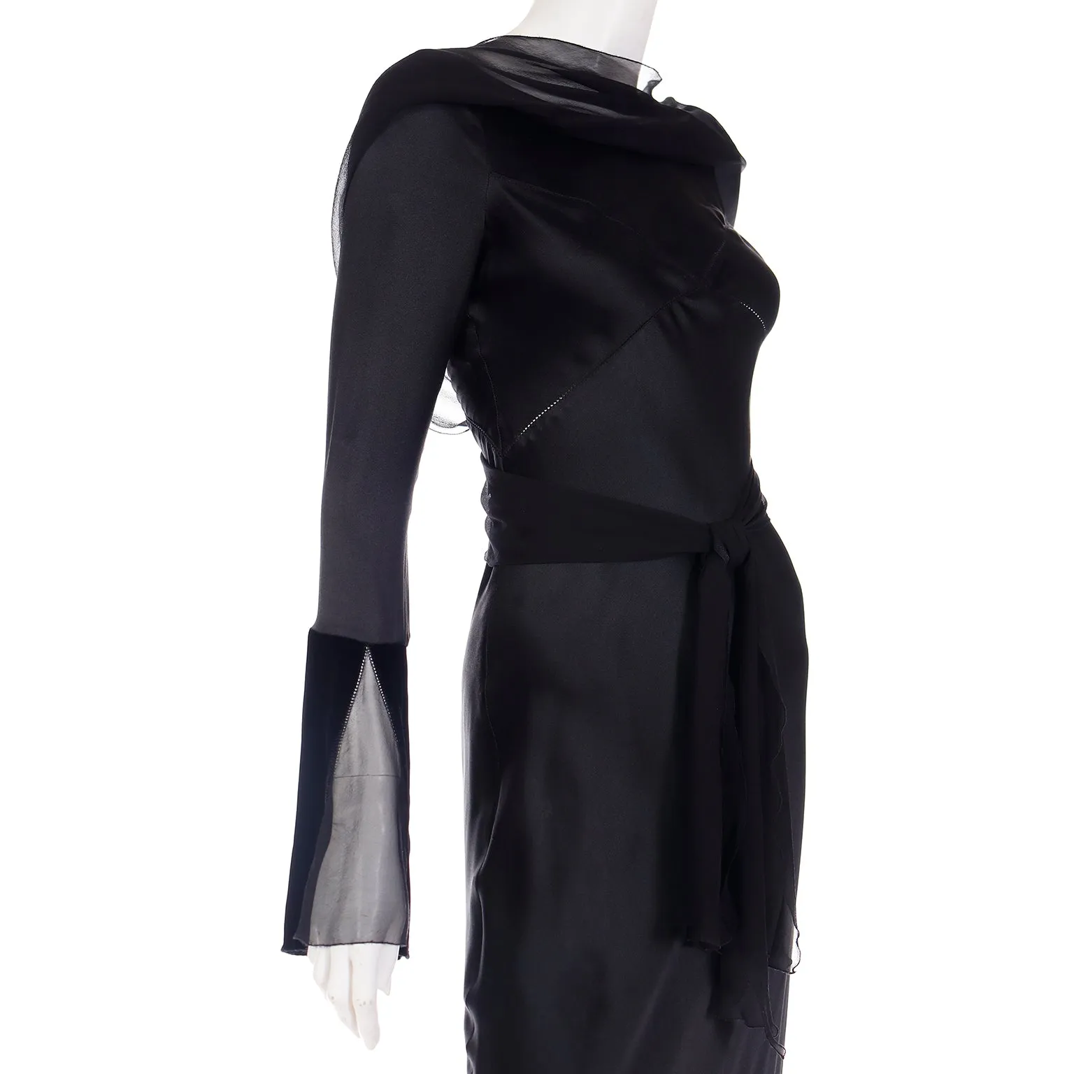 1990s Alberta Ferretti Vintage Black Silk Evening Dress