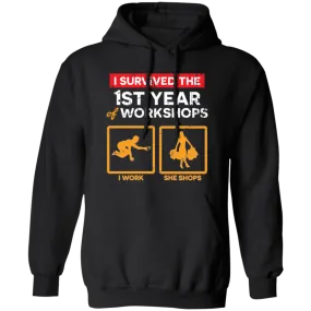 1st Year Wedding Anniversary Gift, I Work And She Shops, My Happiness Pullover Hoodie