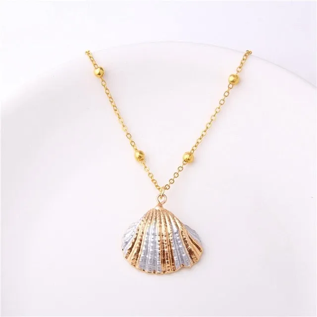 2019 Boho Conch Shells Necklace Sea Beach Shell Pendant Necklace For Women Collier Femme Shell Cowrie Summer Jewelry Bohemian