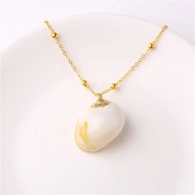 2019 Boho Conch Shells Necklace Sea Beach Shell Pendant Necklace For Women Collier Femme Shell Cowrie Summer Jewelry Bohemian