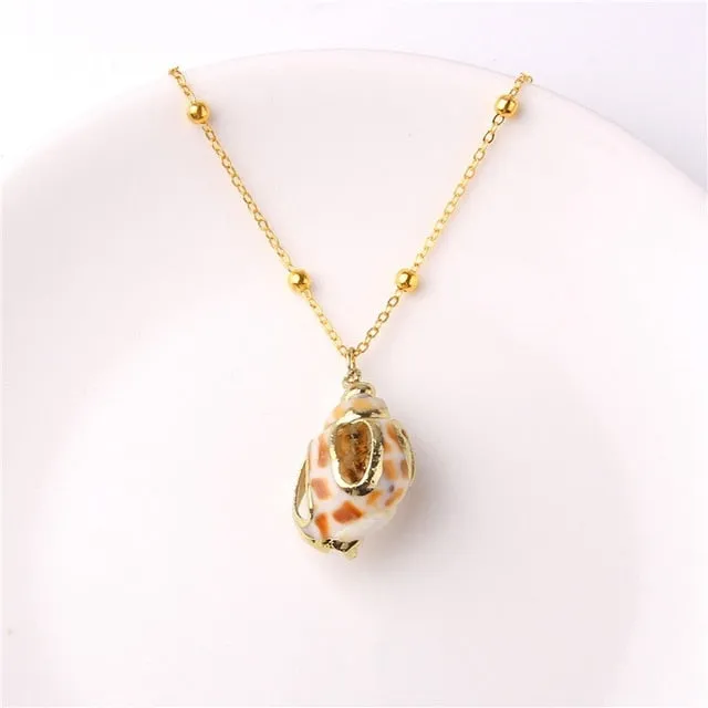 2019 Boho Conch Shells Necklace Sea Beach Shell Pendant Necklace For Women Collier Femme Shell Cowrie Summer Jewelry Bohemian