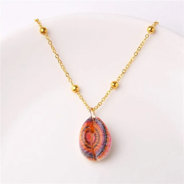 2019 Boho Conch Shells Necklace Sea Beach Shell Pendant Necklace For Women Collier Femme Shell Cowrie Summer Jewelry Bohemian