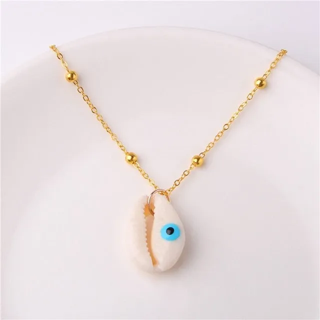 2019 Boho Conch Shells Necklace Sea Beach Shell Pendant Necklace For Women Collier Femme Shell Cowrie Summer Jewelry Bohemian