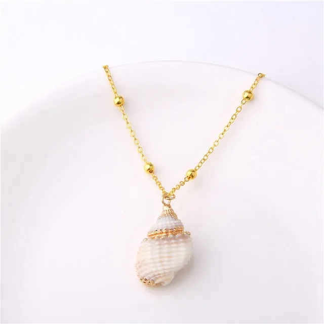 2019 Boho Conch Shells Necklace Sea Beach Shell Pendant Necklace For Women Collier Femme Shell Cowrie Summer Jewelry Bohemian