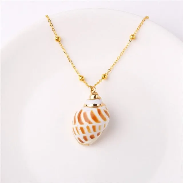 2019 Boho Conch Shells Necklace Sea Beach Shell Pendant Necklace For Women Collier Femme Shell Cowrie Summer Jewelry Bohemian