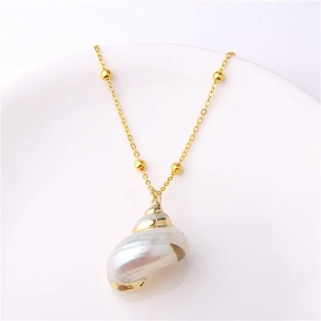 2019 Boho Conch Shells Necklace Sea Beach Shell Pendant Necklace For Women Collier Femme Shell Cowrie Summer Jewelry Bohemian