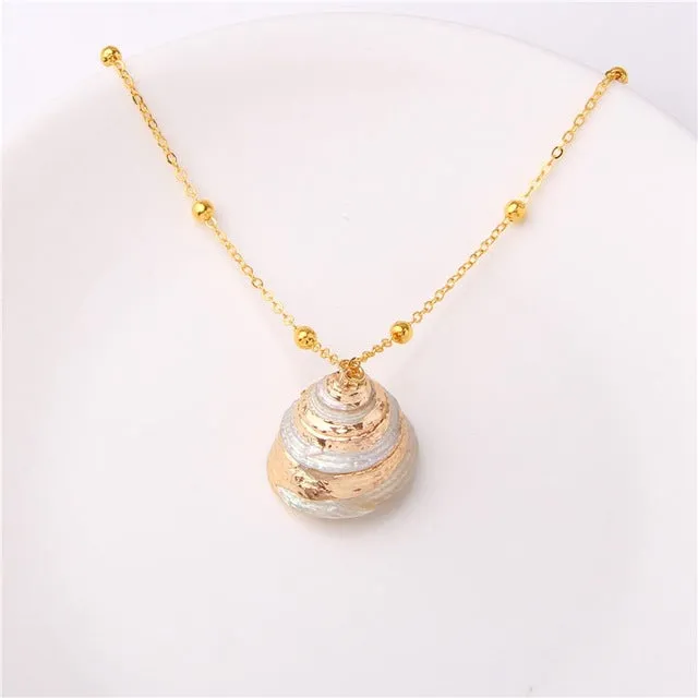 2019 Boho Conch Shells Necklace Sea Beach Shell Pendant Necklace For Women Collier Femme Shell Cowrie Summer Jewelry Bohemian