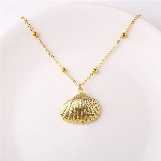 2019 Boho Conch Shells Necklace Sea Beach Shell Pendant Necklace For Women Collier Femme Shell Cowrie Summer Jewelry Bohemian