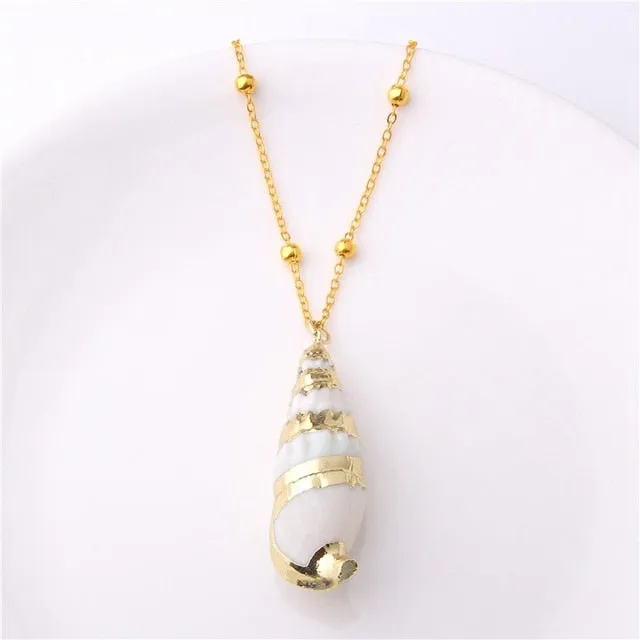 2019 Boho Conch Shells Necklace Sea Beach Shell Pendant Necklace For Women Collier Femme Shell Cowrie Summer Jewelry Bohemian