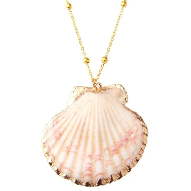 2019 Boho Conch Shells Necklace Sea Beach Shell Pendant Necklace For Women Collier Femme Shell Cowrie Summer Jewelry Bohemian