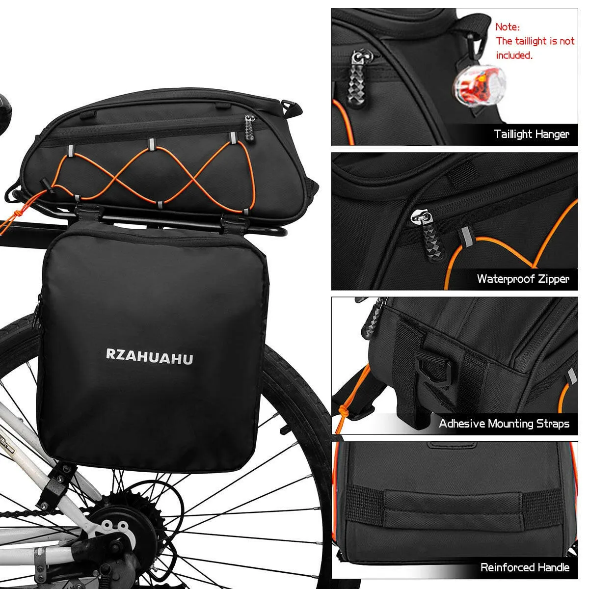 3-in-1 Bike Rack Bag Trunk Bag Waterproof Bicycle Rear Seat Bag with 2 Side Hanging Cooler Bags Cycling Cargo Luggage Bag