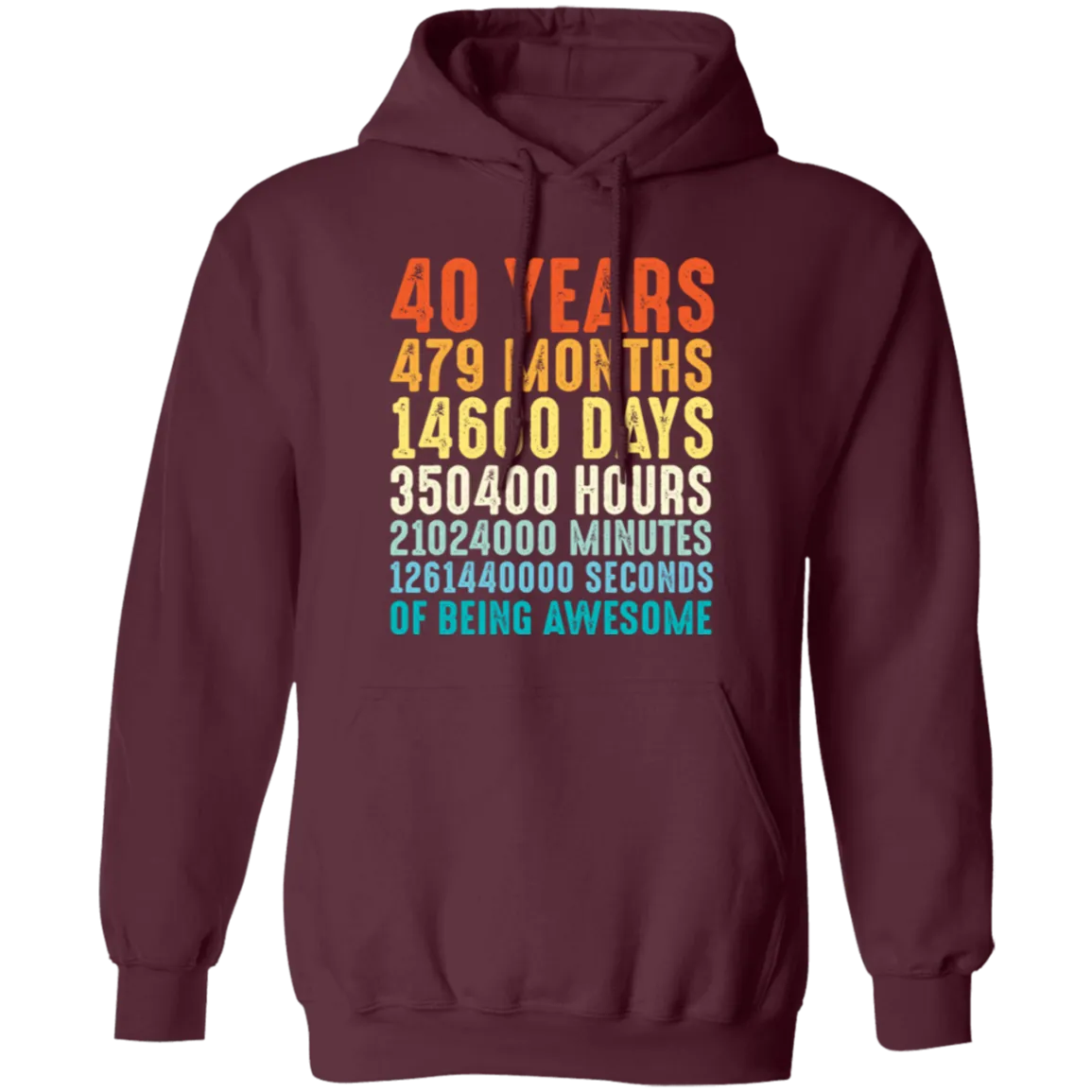 40 Years Of Being Awesome, Retro 40th Birthday, Love 40th Birthday Gift Pullover Hoodie