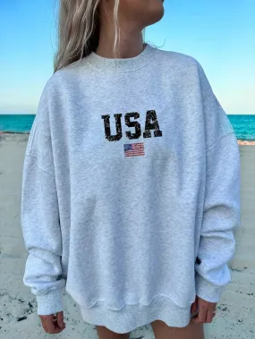 4th of July Celebrations: Patriotic American Flag Sweatshirt for Women