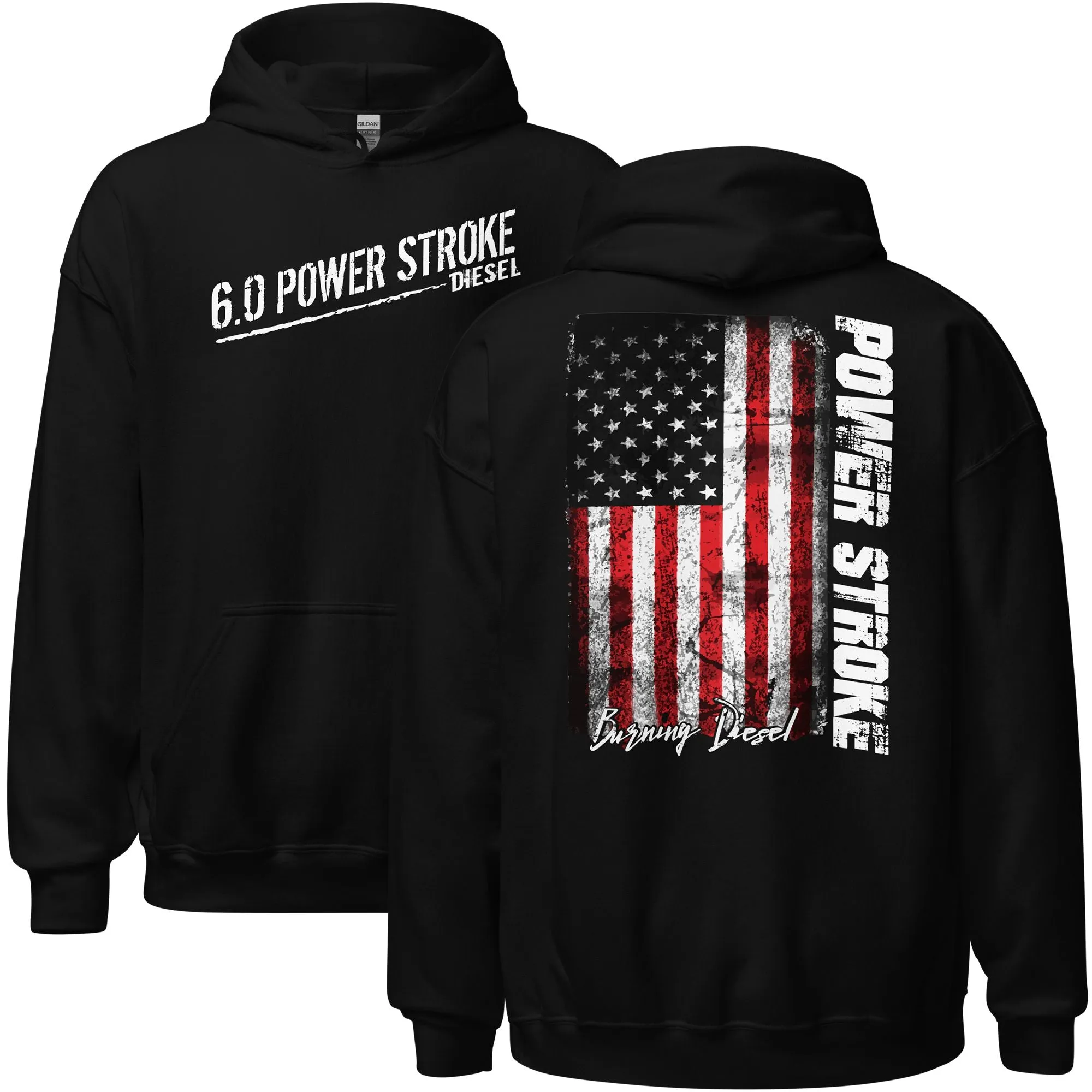 6.0 Powerstroke Hoodie With American Flag Design