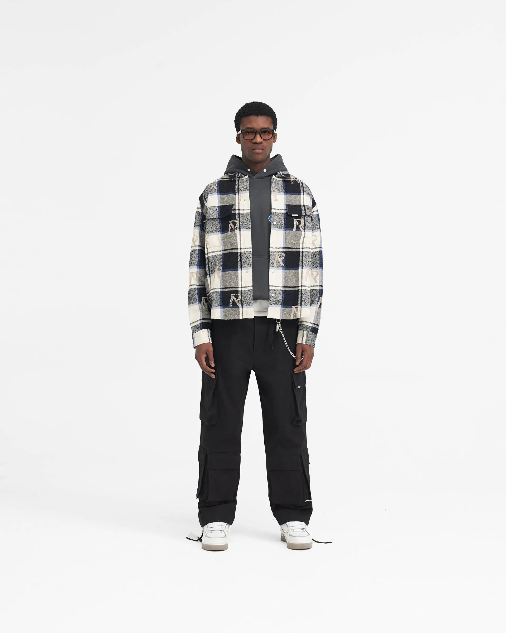 All Over Initial Flannel Shirt - Blue Check