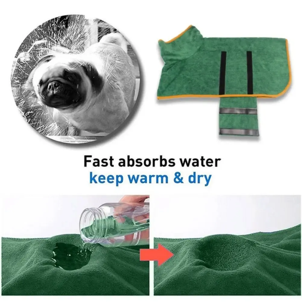 Anniepaw Quick-Drying Dog Bathrobe: Microfiber Absorbent Towel Coat for Dogs & Cats of All Sizes