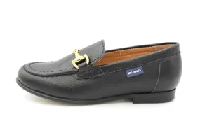 Atlanta Mocassin  Black Grain Slip On With Gold Bit 007