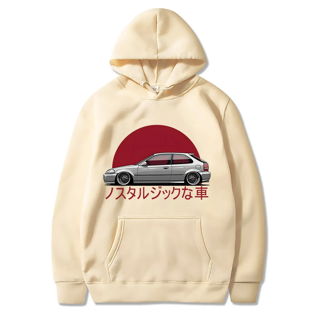 Autumn Nostalgic Car Hoodie Jdm Comic Printing Tracksuit Men