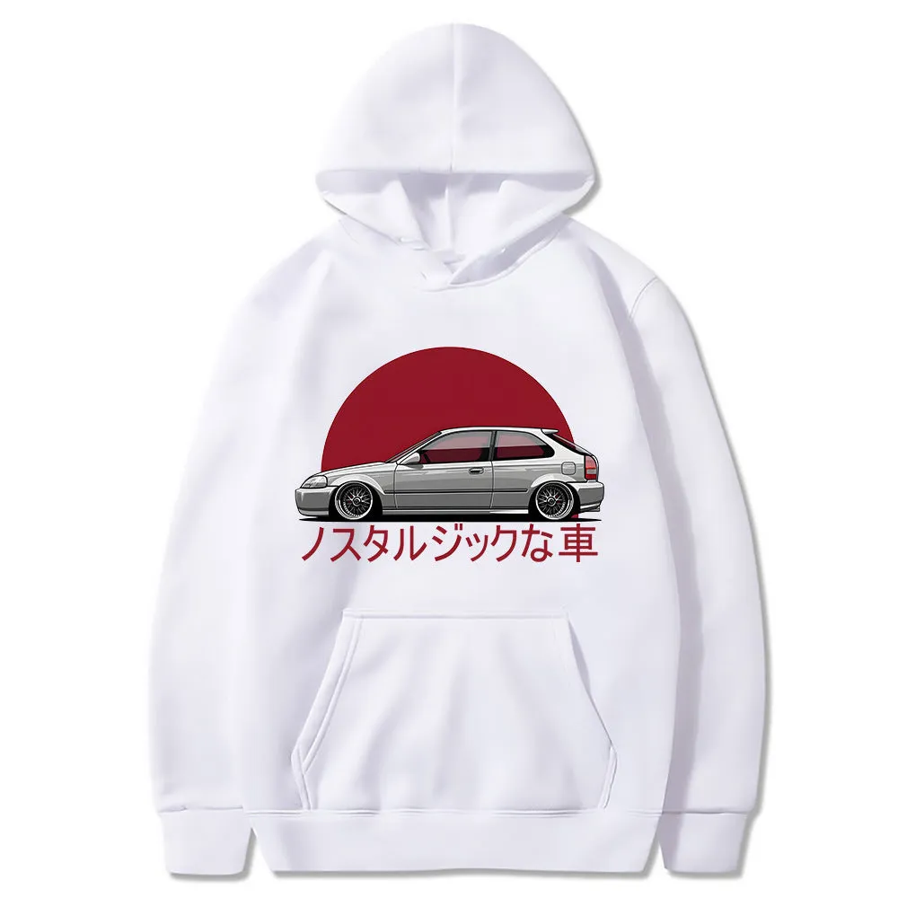 Autumn Nostalgic Car Hoodie Jdm Comic Printing Tracksuit Men