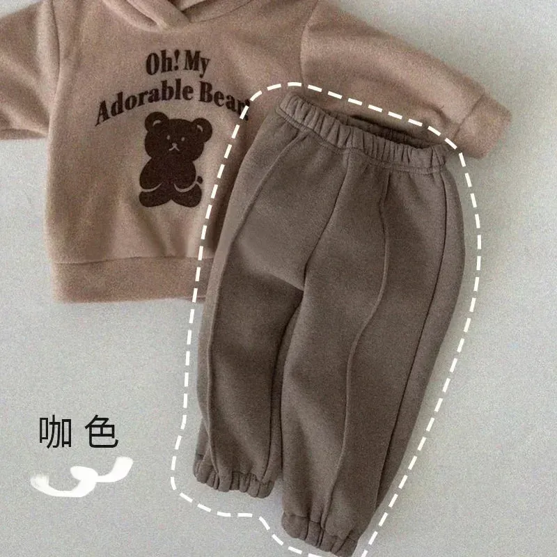 Autumn Winter Children Pants Kids Boys Girls Casual Warm Fleece Trousers Kids Full Pants