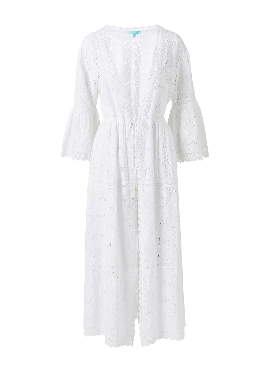 Ava Long Broderie Kimono White