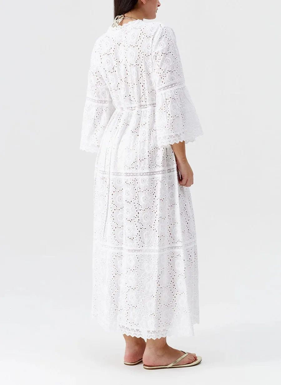 Ava Long Broderie Kimono White