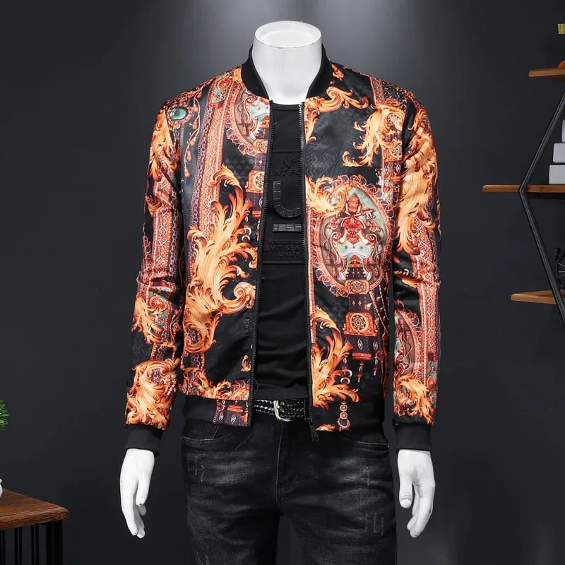 Bad Ass Gold Abstract Painting Black Bomber Jacket