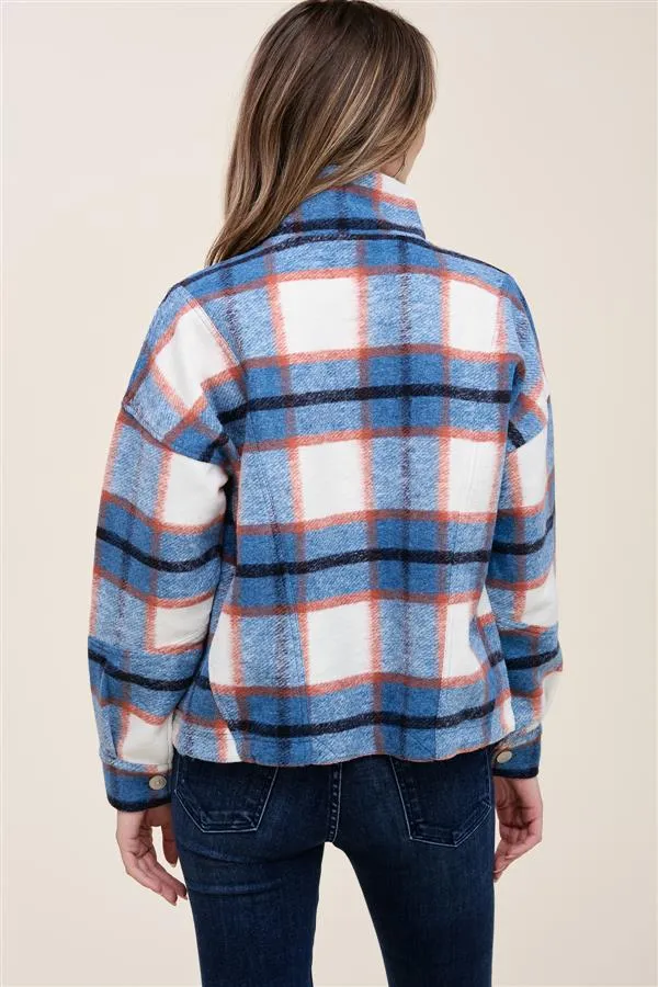 Blue & Ivory Plaid Shacket - Final Sale