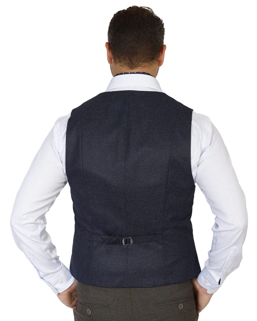 Blue Vitale Barberis Canonico Mouline Flannel Waistcoat