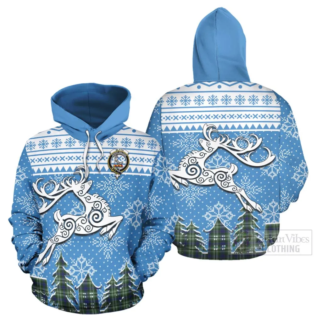 Blyth Clan Christmas Hoodie Celtic Reindeer Style