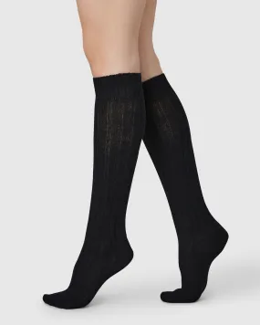 Bodil Chunky Knee-High Wool Socks Black