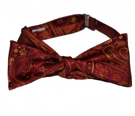 Bold Paisley Self-Tie Red/Orange Bow Tie