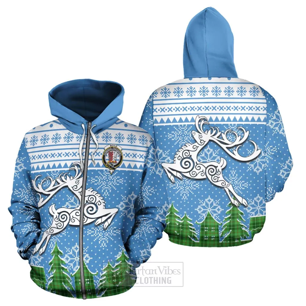 Boyle Clan Christmas Hoodie Celtic Reindeer Style