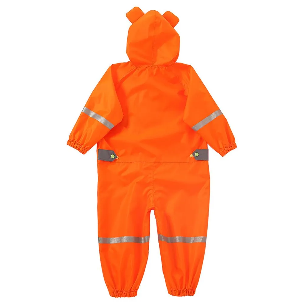 Bright Orange Roaring Tiger Theme All Over Jumpsuit / Playsuit Raincoat for Kids