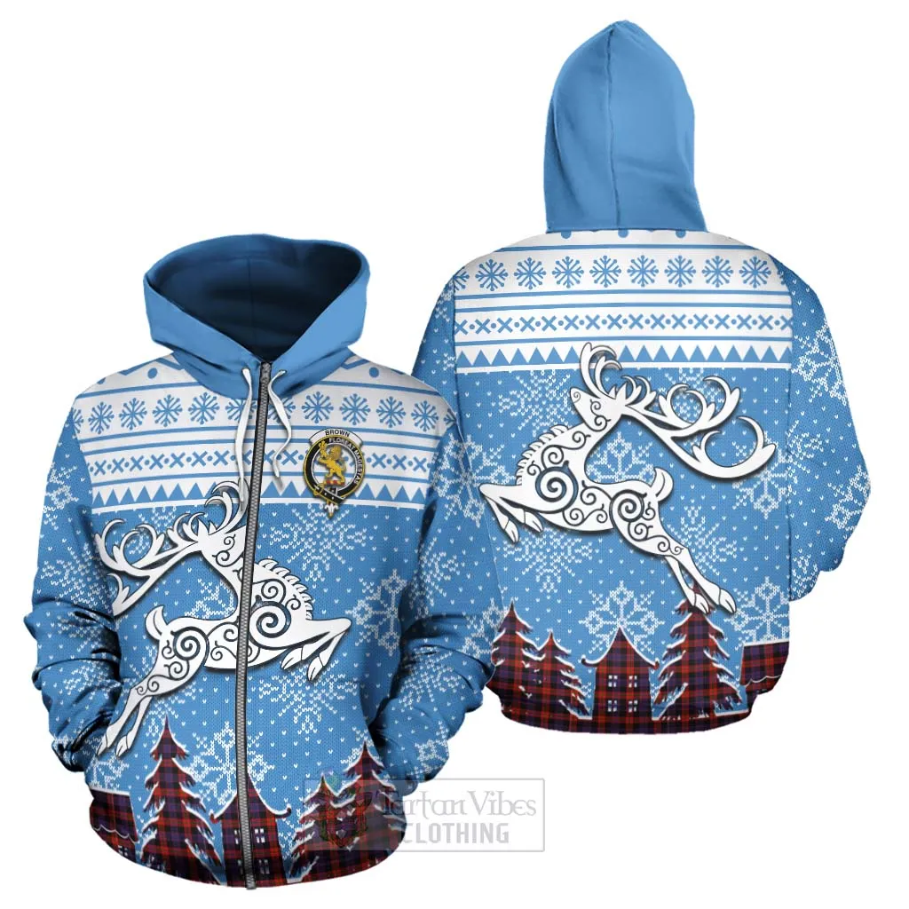 Brown (Broun) Clan Christmas Hoodie Celtic Reindeer Style