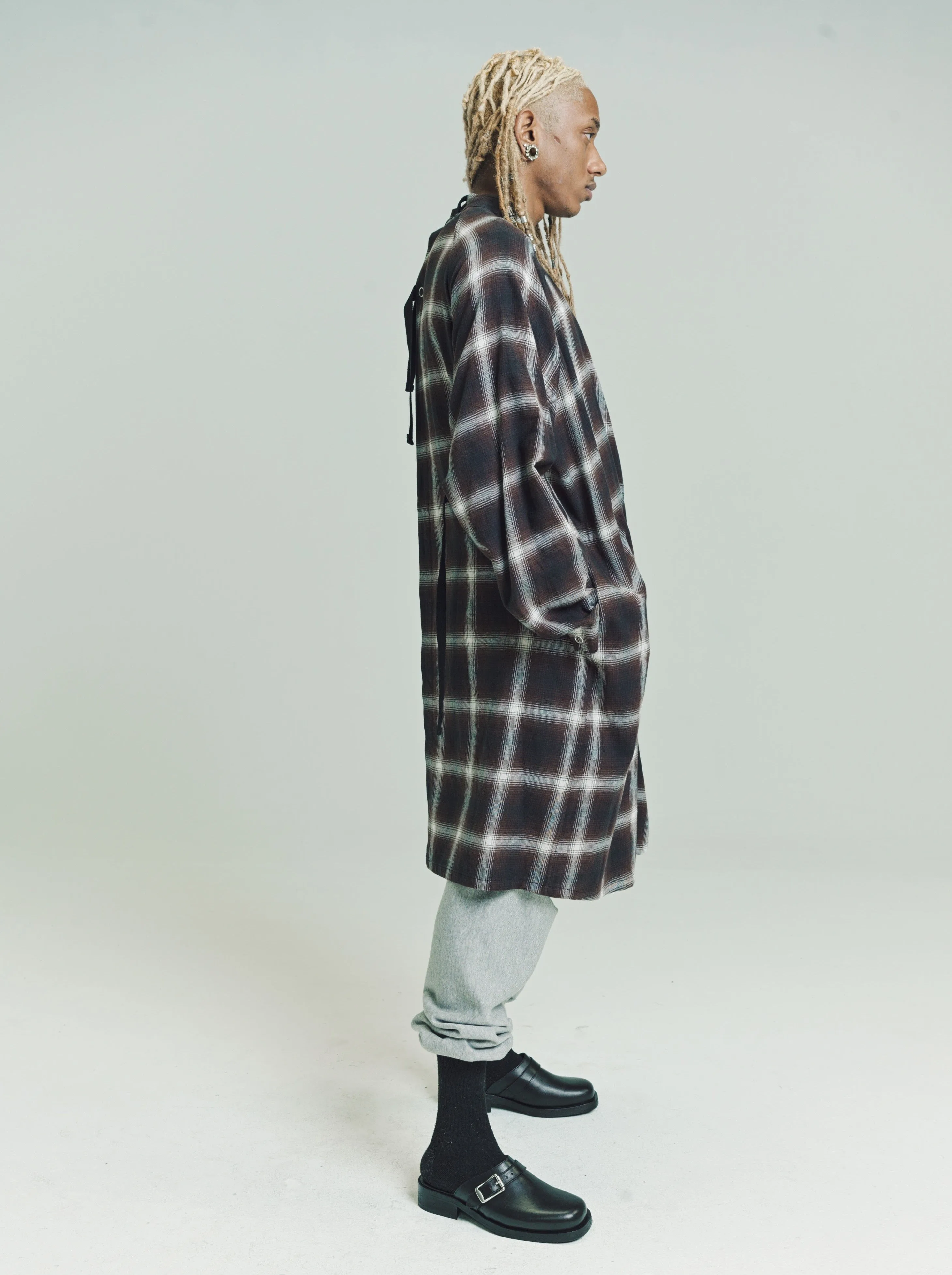 Brown Check Medical Gown Coat