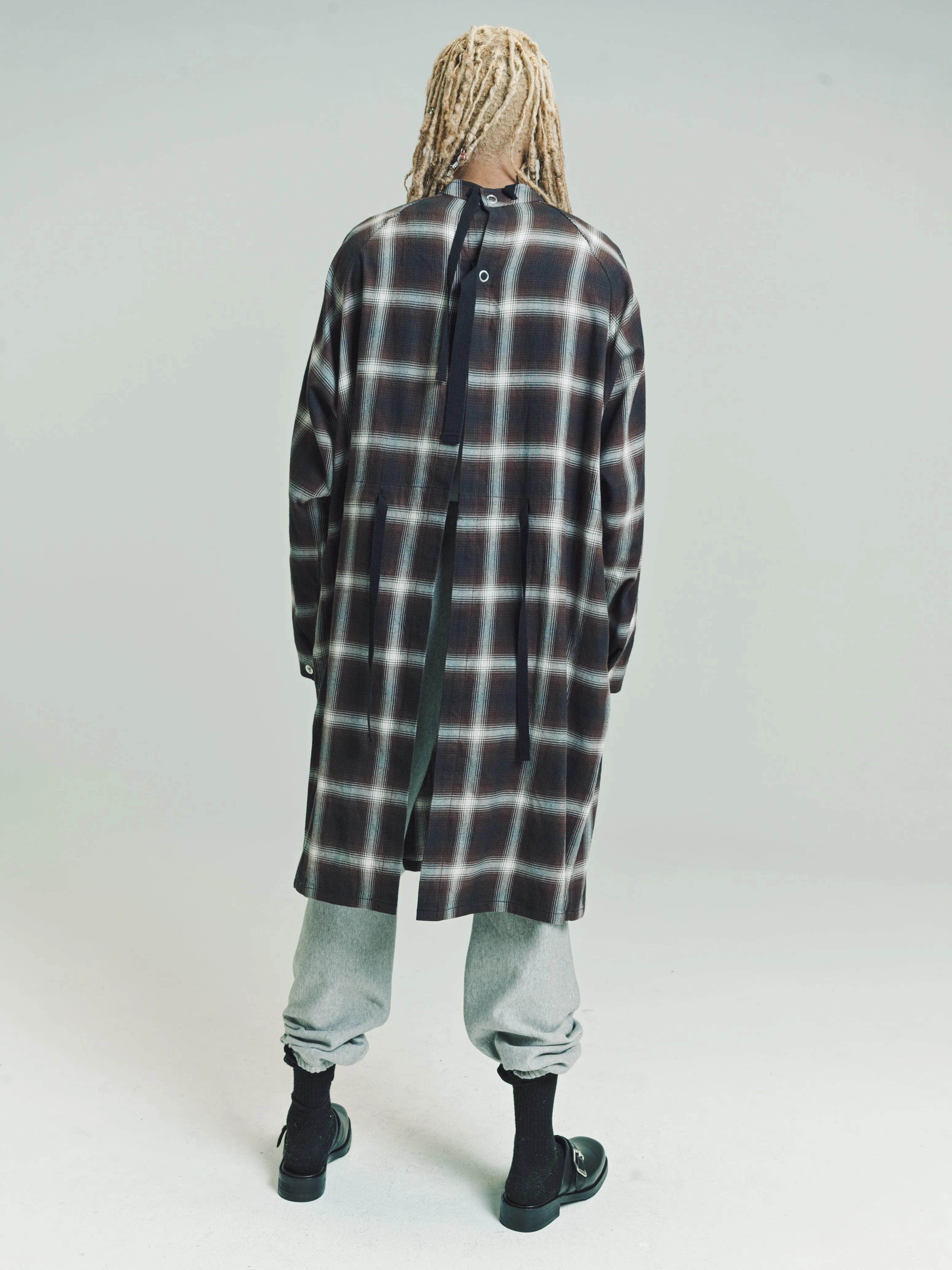 Brown Check Medical Gown Coat