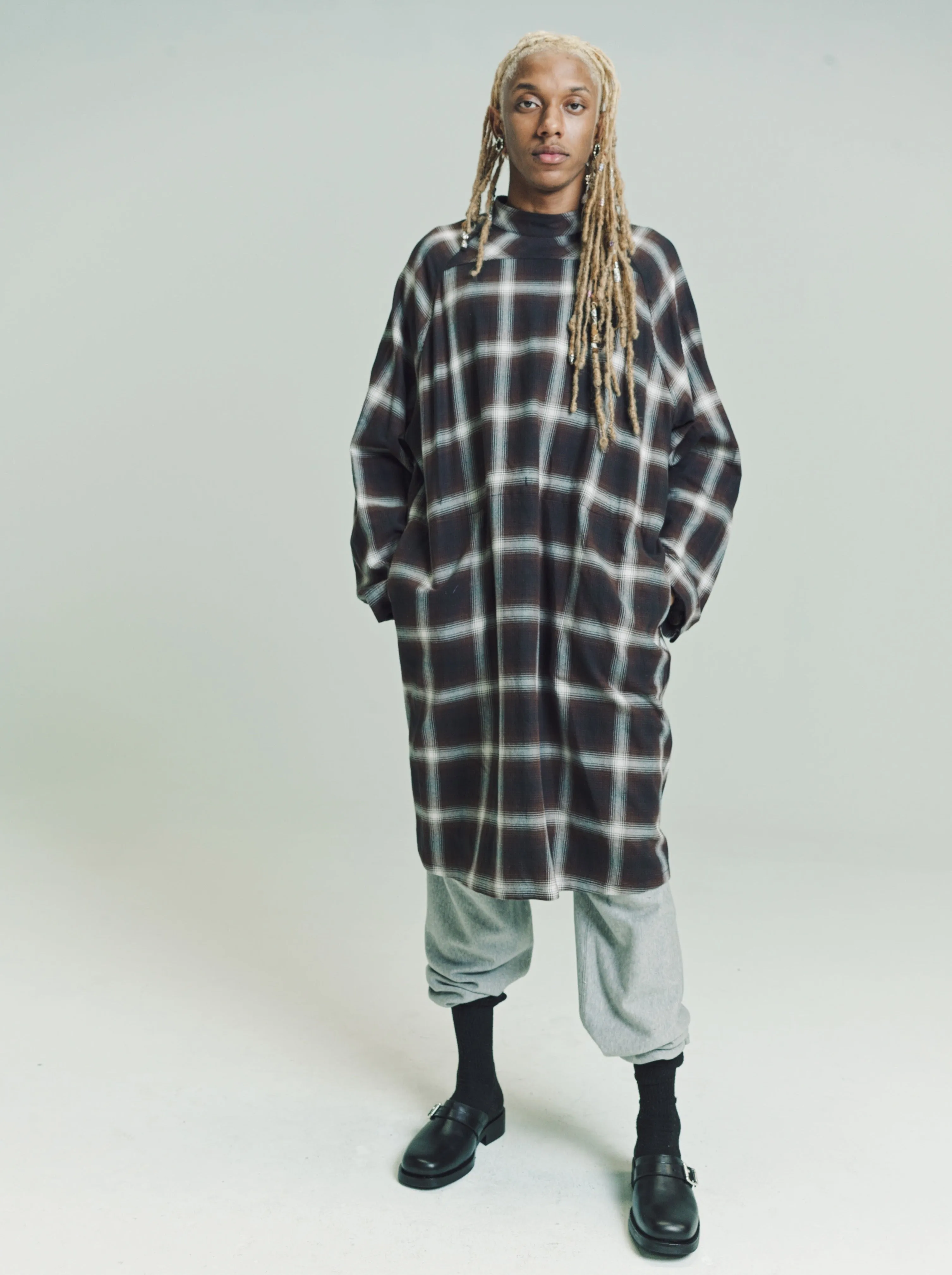 Brown Check Medical Gown Coat