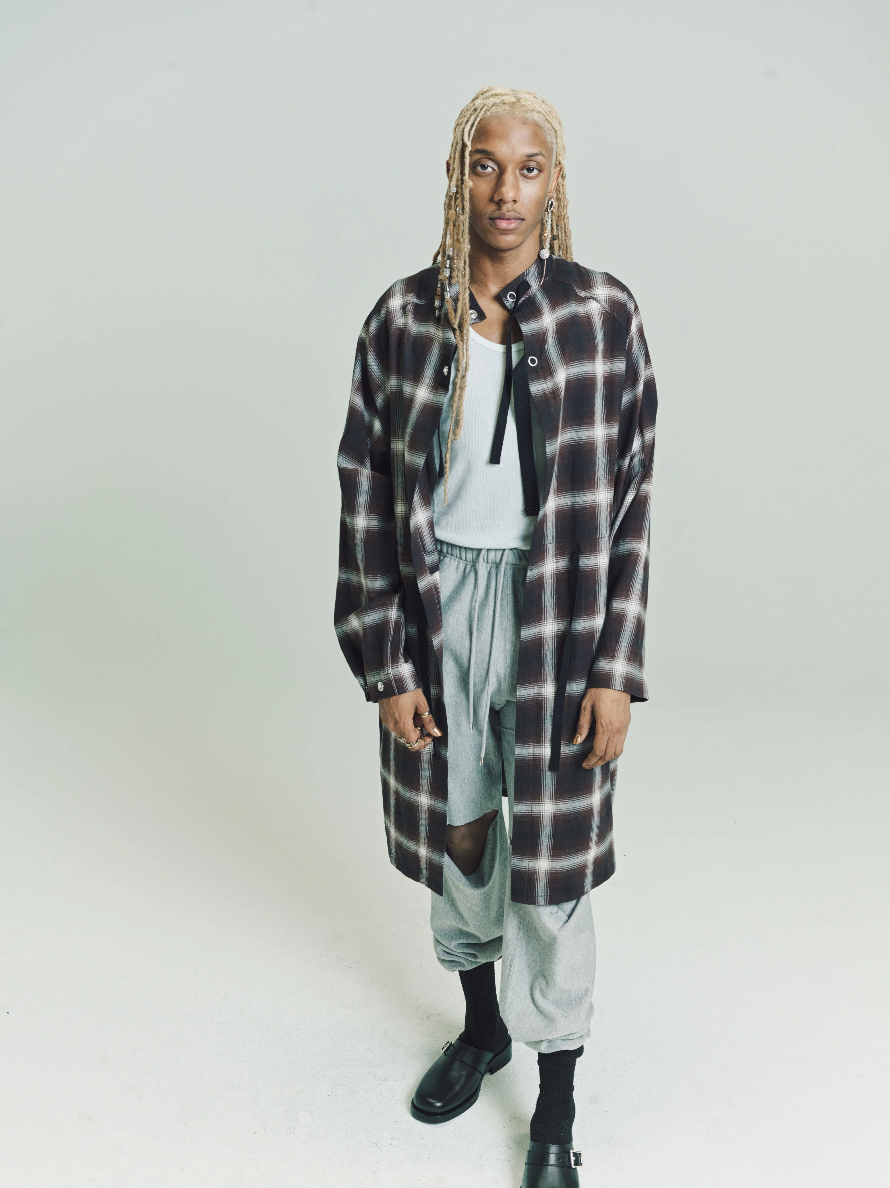 Brown Check Medical Gown Coat