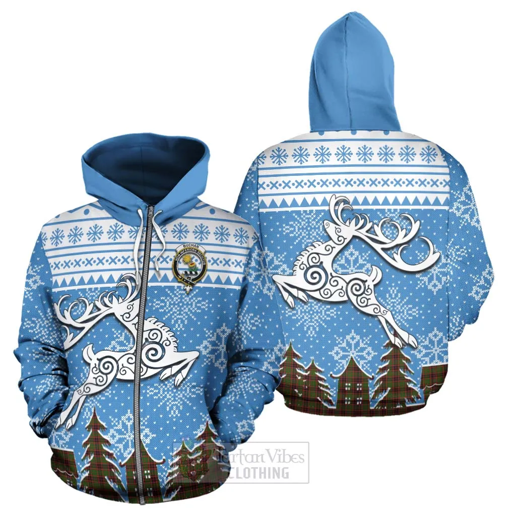 Buchan Clan Christmas Hoodie Celtic Reindeer Style