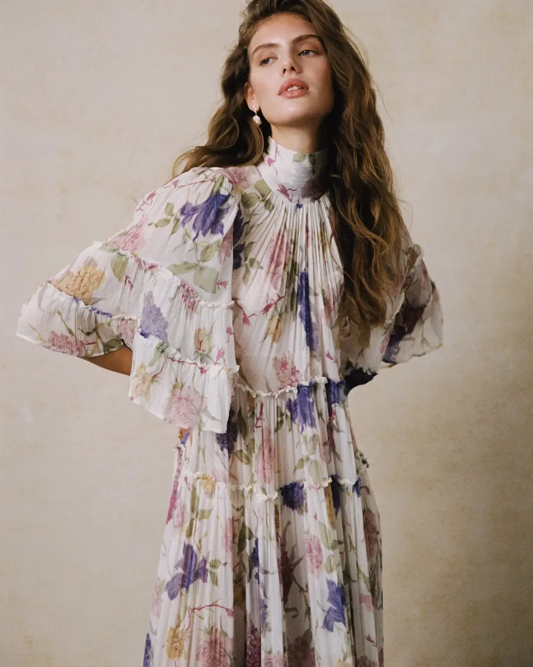 Bytimo Chiffon Shift Dress in Flower Garden