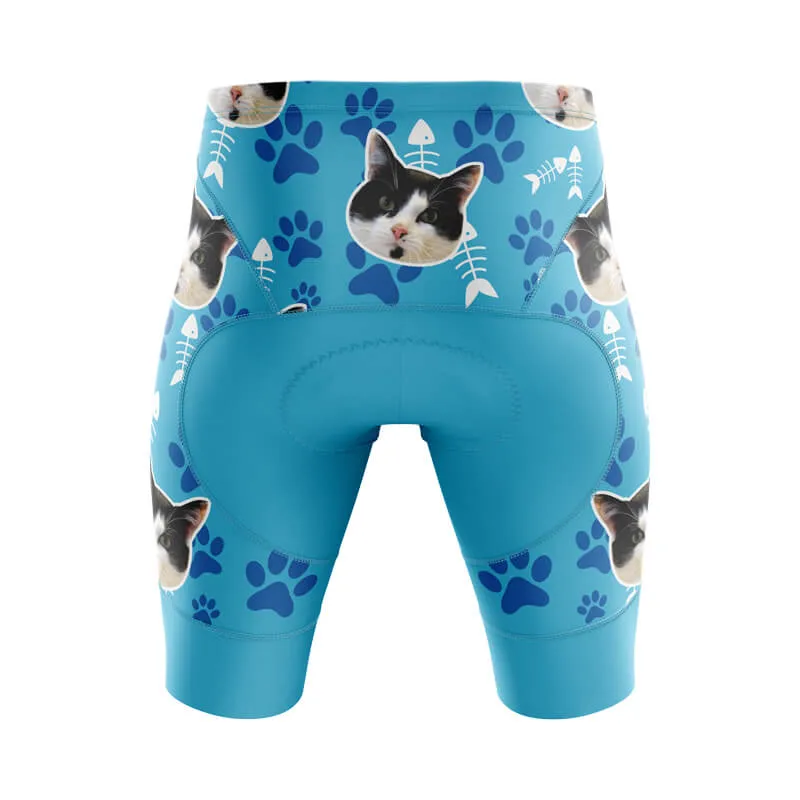 Cat Custom Face Bib & Shorts (Blue)