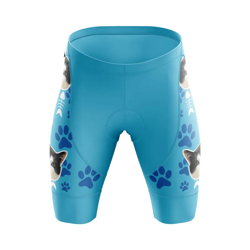 Cat Custom Face Bib & Shorts (Blue)