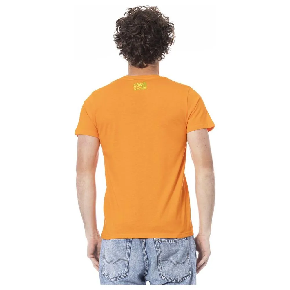 Cavalli Class Orange Cotton Men T-Shirt