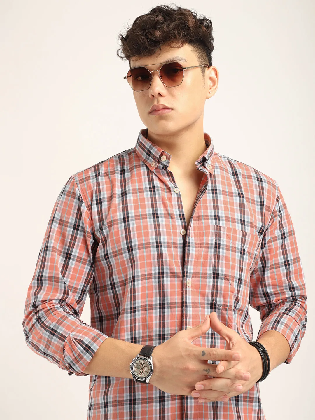 Charles Twill Orange Full Sleeve Shirt