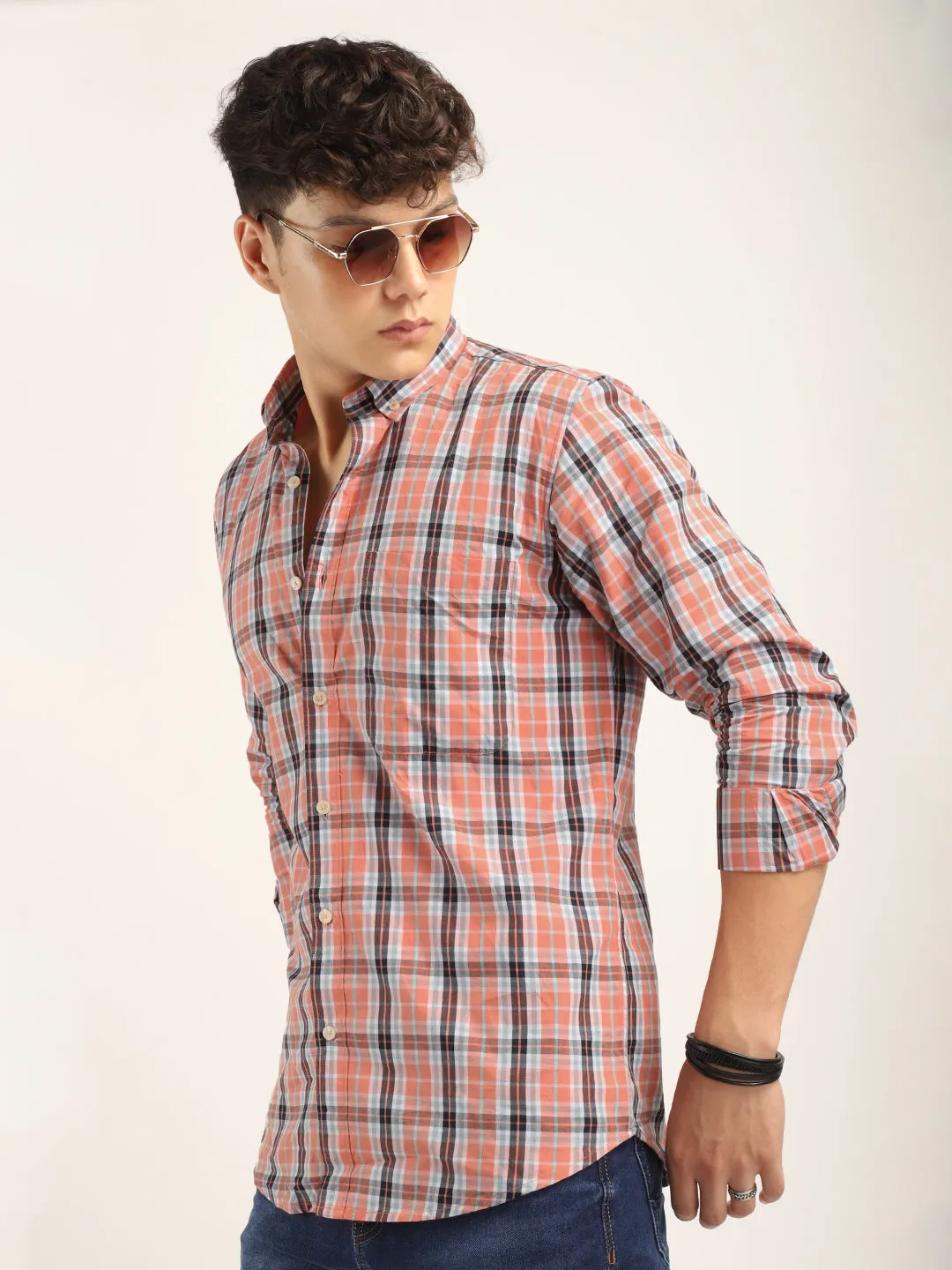 Charles Twill Orange Full Sleeve Shirt