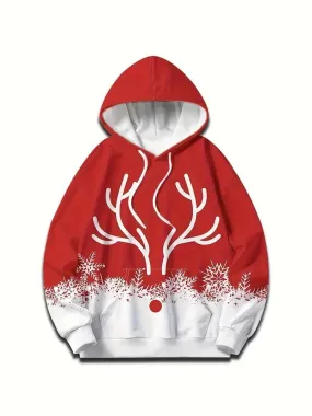 Christmas Elk 3D Printing Men's Hooded Sweater